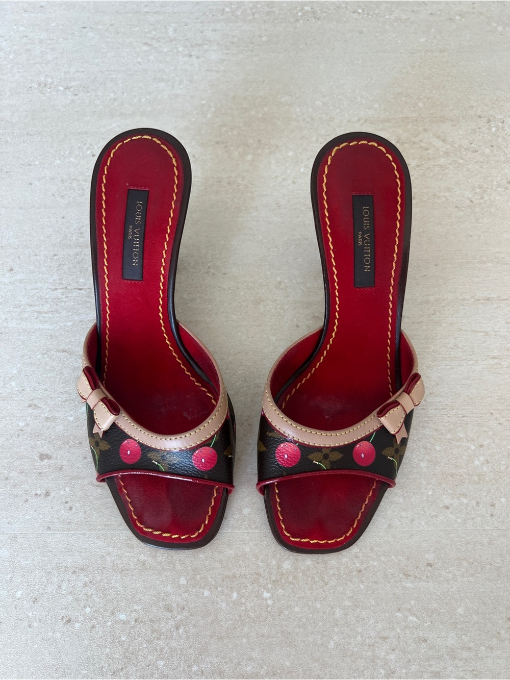 Louis Vuitton Red Monogram Murakami Cherry Mule Sandals